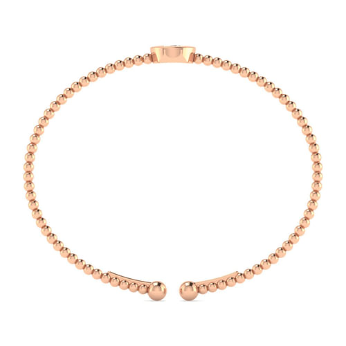 14K Rose Gold Round D Initial Diamond Bujukan Cuff Bracelet