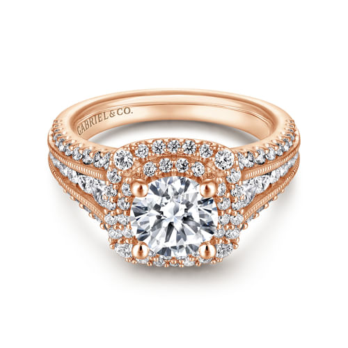 14K Rose Gold Round Diamond Channel Set Engagement Ring