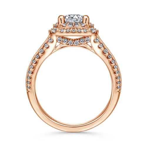 14K Rose Gold Round Diamond Channel Set Engagement Ring