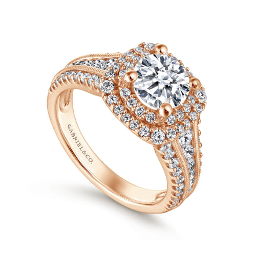 14K Rose Gold Round Diamond Channel Set Engagement Ring