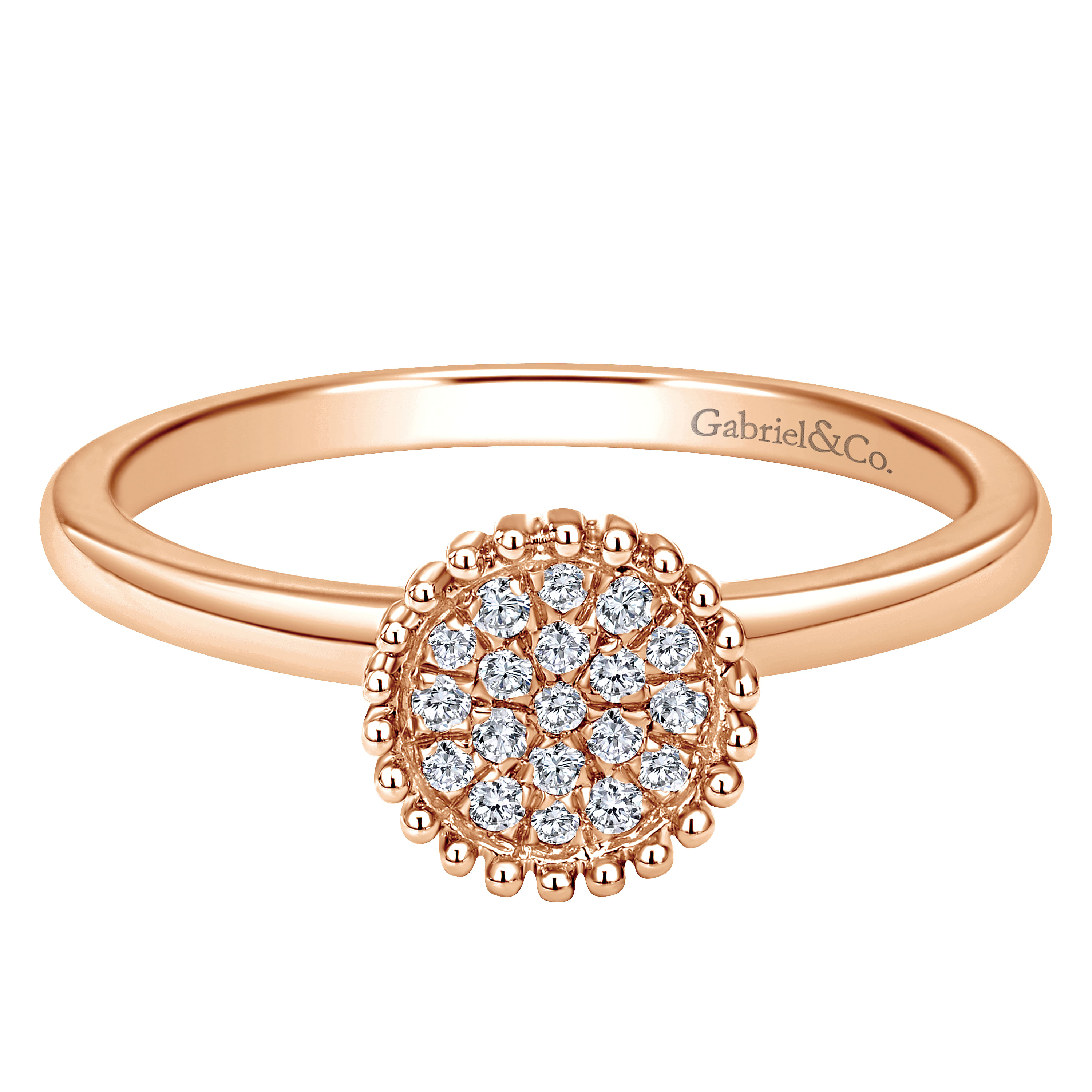 14K Rose Gold Round Diamond Cluster Ring