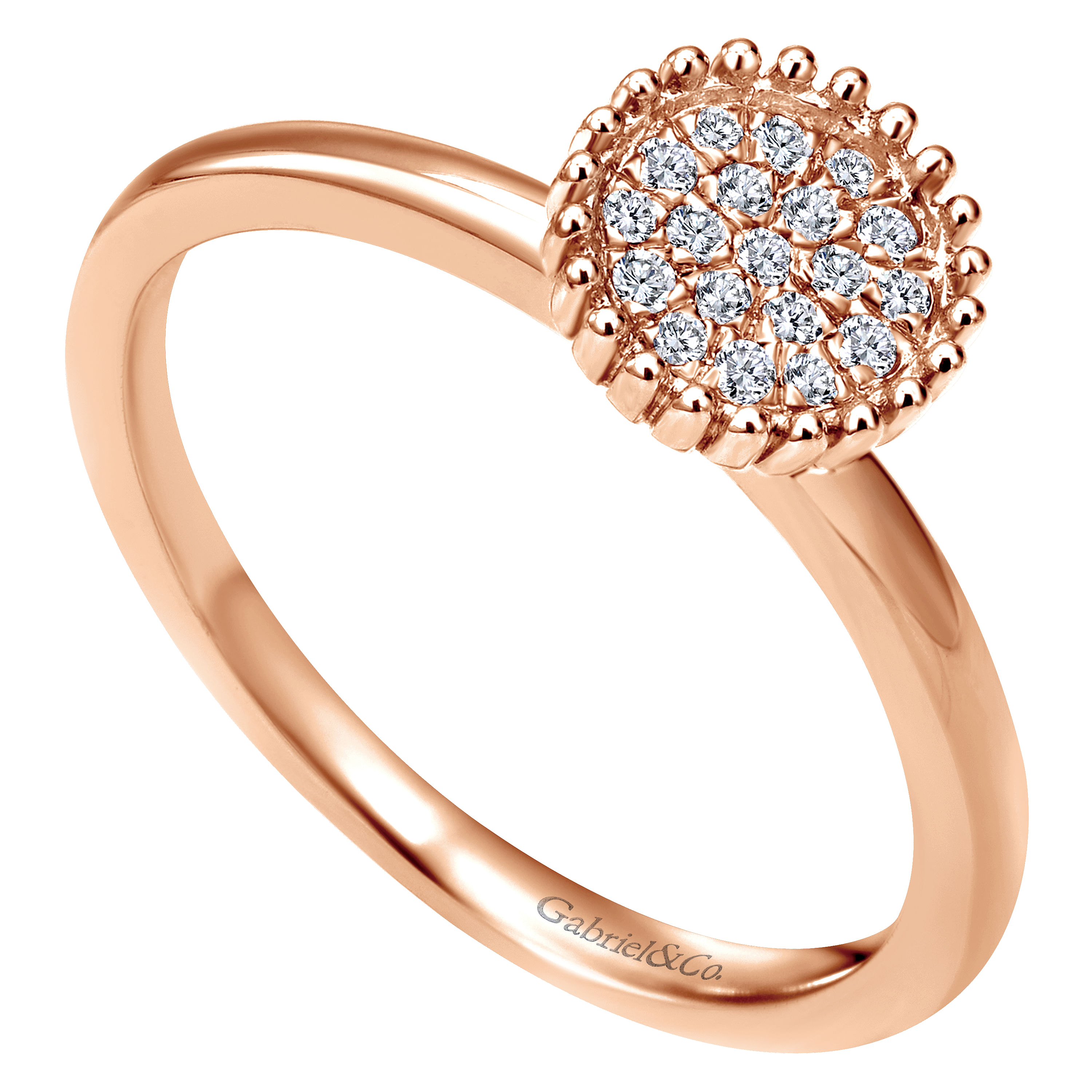 14K Rose Gold Round Diamond Cluster Ring