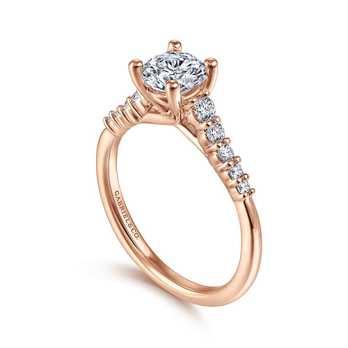 14K Rose Gold Round Diamond Engagement Ring