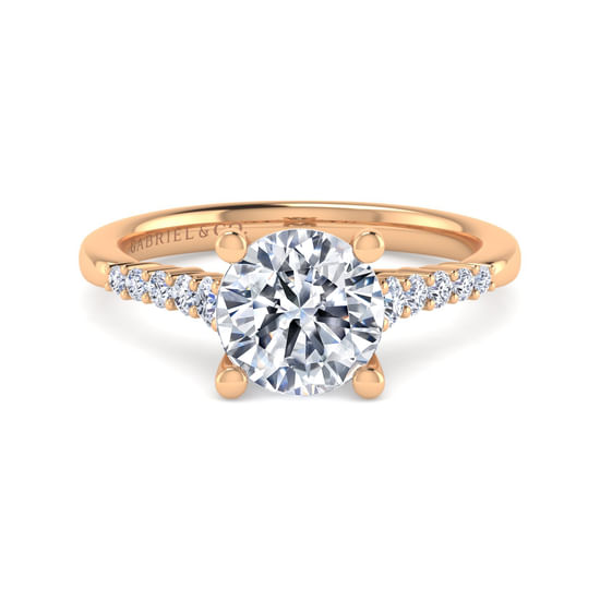 Gabriel - 14K Rose Gold Round Diamond Engagement Ring