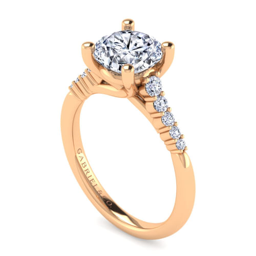 14K Rose Gold Round Diamond Engagement Ring