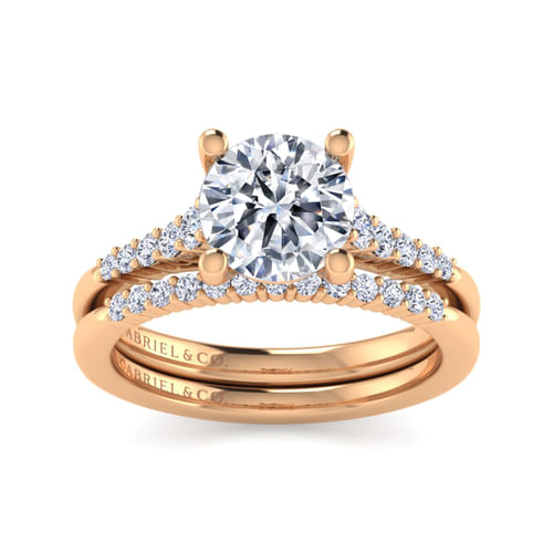 14K Rose Gold Round Diamond Engagement Ring