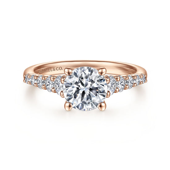 Gabriel - 14K Rose Gold Round Diamond Engagement Ring