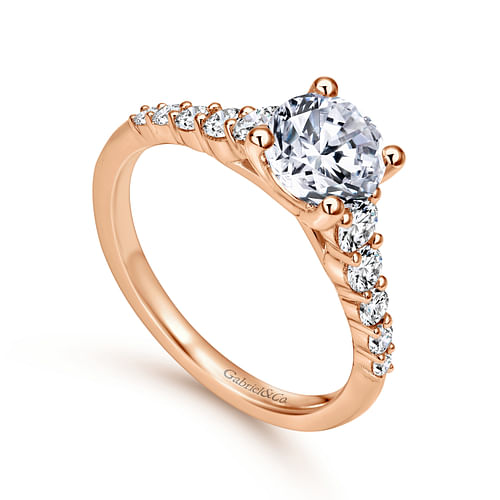 14K Rose Gold Round Diamond Engagement Ring