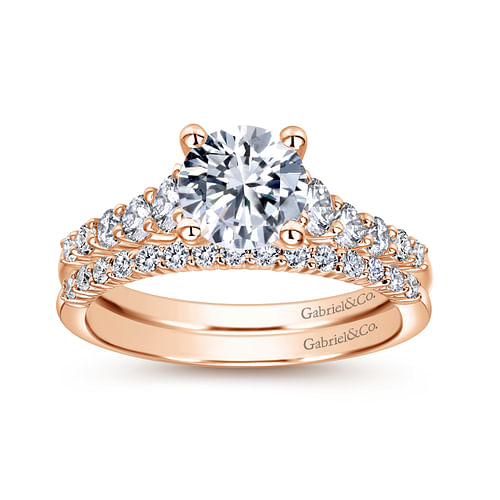 14K Rose Gold Round Diamond Engagement Ring