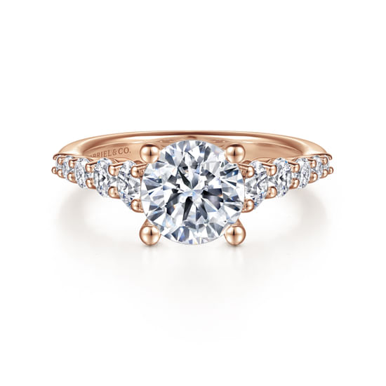 Gabriel - 14K Rose Gold Round Diamond Engagement Ring