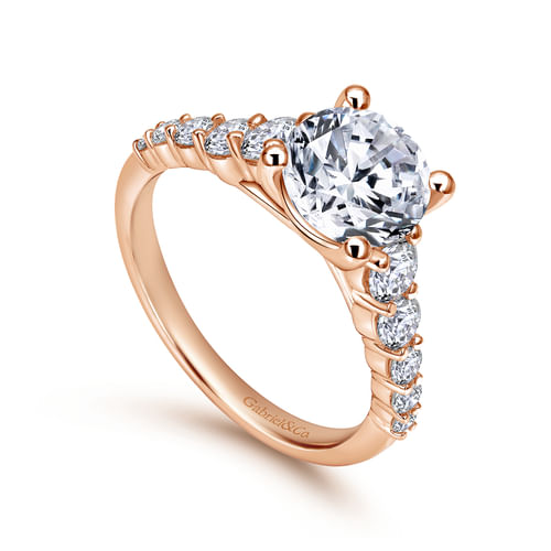 14K Rose Gold Round Diamond Engagement Ring