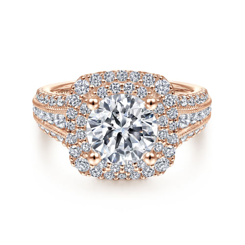 14K Rose Gold Round Diamond Engagement Ring