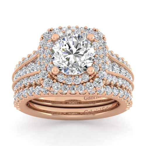 14K Rose Gold Round Diamond Engagement Ring
