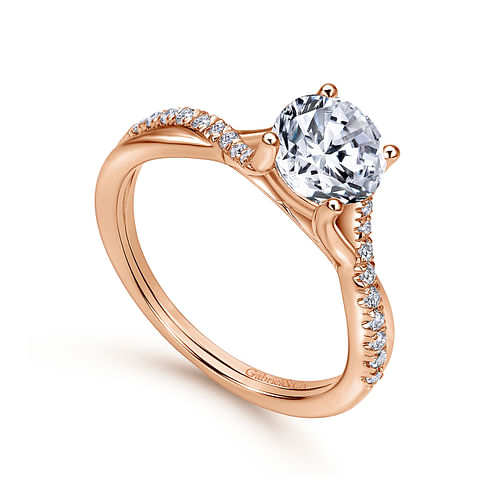 14K Rose Gold Round Diamond Engagement Ring