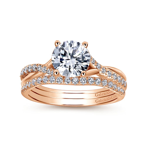 14K Rose Gold Round Diamond Engagement Ring