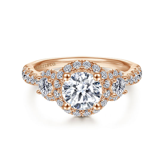 Gabriel - 14K Rose Gold Round Diamond Engagement Ring