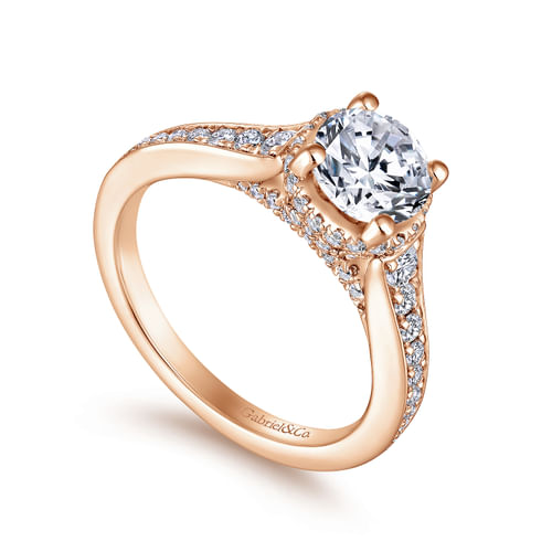 14K Rose Gold Round Diamond Engagement Ring
