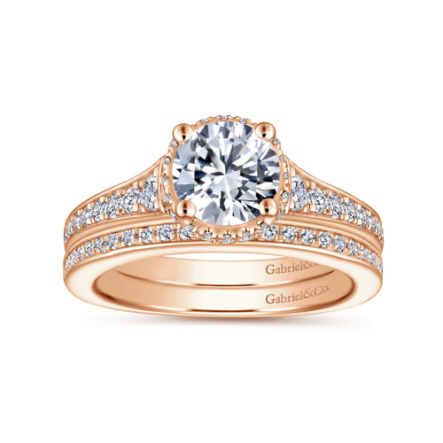 14K Rose Gold Round Diamond Engagement Ring