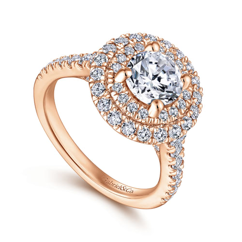 14K Rose Gold Round Diamond Engagement Ring