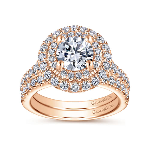 14K Rose Gold Round Diamond Engagement Ring