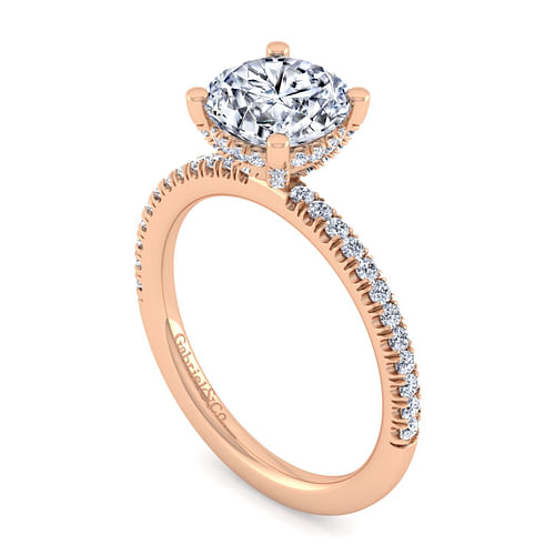 14K Rose Gold Round Diamond Engagement Ring