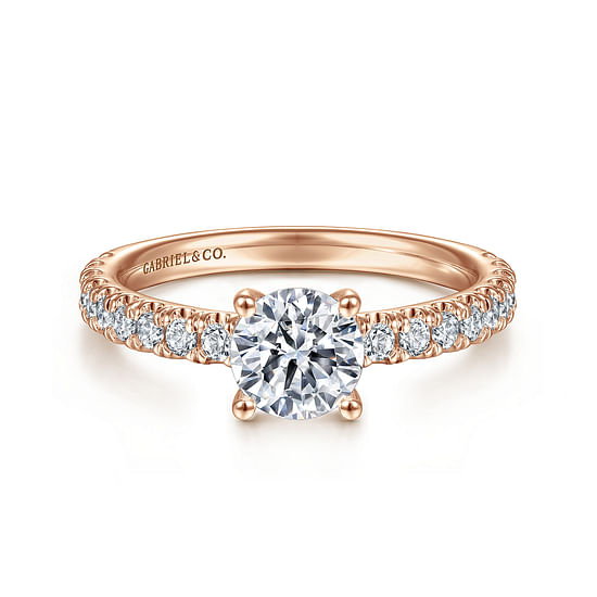 Gabriel - 14K Rose Gold Round Diamond Engagement Ring