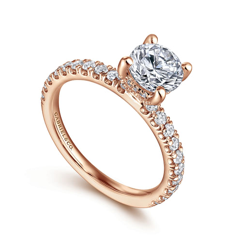 14K Rose Gold Round Diamond Engagement Ring