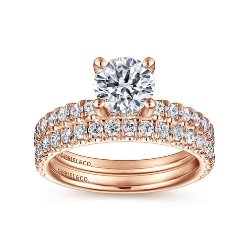 14K Rose Gold Round Diamond Engagement Ring