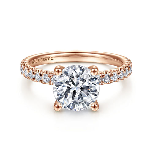 14K Rose Gold Round Diamond Engagement Ring