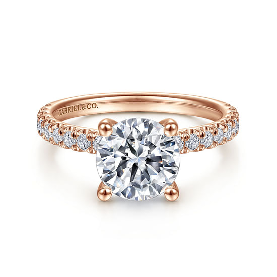 Gabriel - 14K Rose Gold Round Diamond Engagement Ring