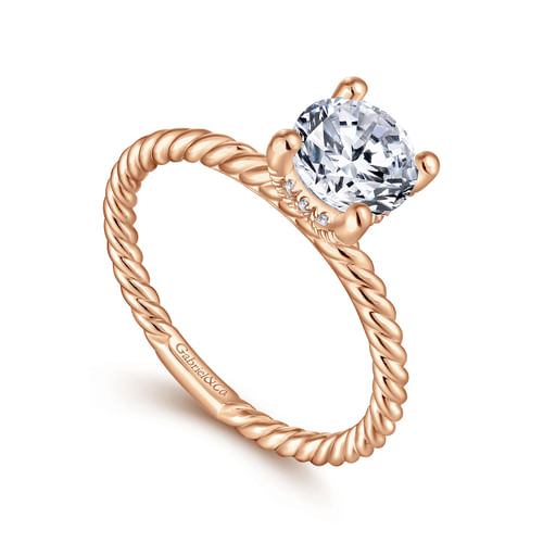 14K Rose Gold Round Diamond Engagement Ring