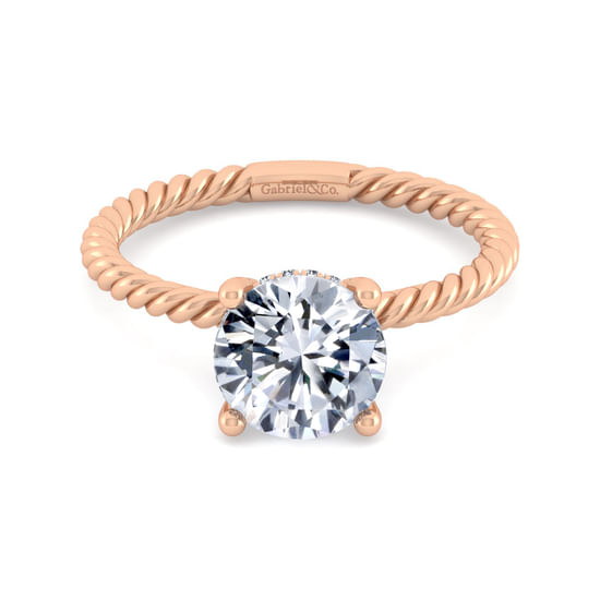 Gabriel - 14K Rose Gold Round Diamond Engagement Ring