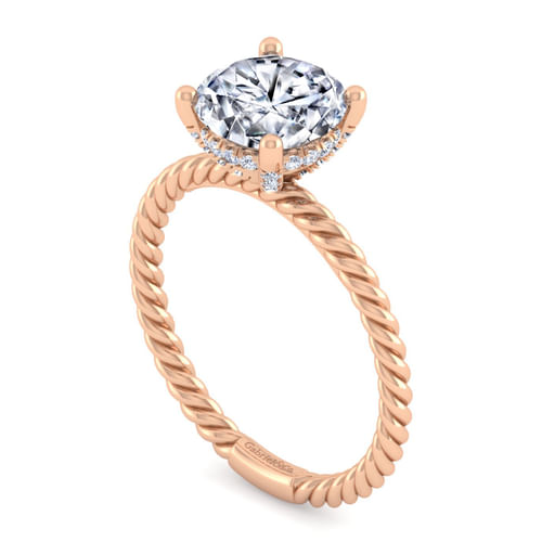14K Rose Gold Round Diamond Engagement Ring