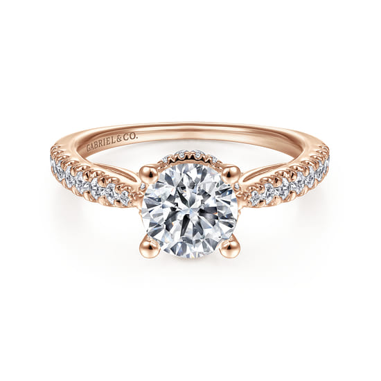 Gabriel - 14K Rose Gold Round Diamond Engagement Ring