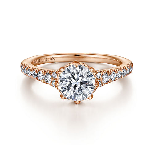 14K Rose Gold Round Diamond Engagement Ring