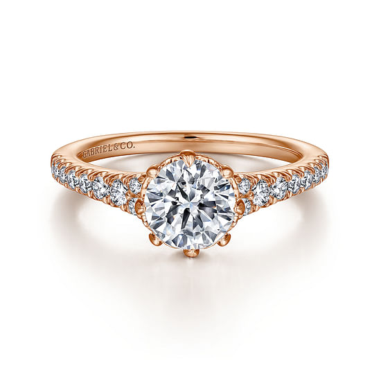 Gabriel - 14K Rose Gold Round Diamond Engagement Ring