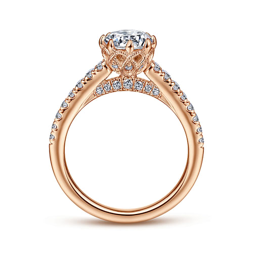 14K Rose Gold Round Diamond Engagement Ring