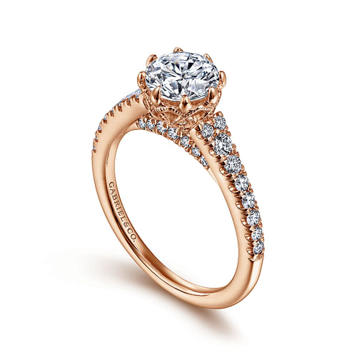 14K Rose Gold Round Diamond Engagement Ring