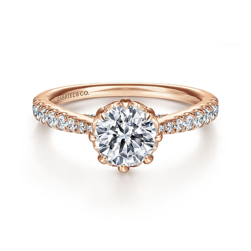 14K Rose Gold Round Diamond Engagement Ring