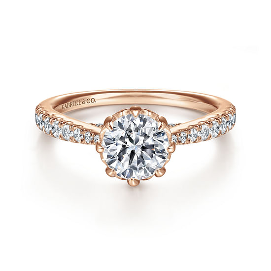 Gabriel - 14K Rose Gold Round Diamond Engagement Ring