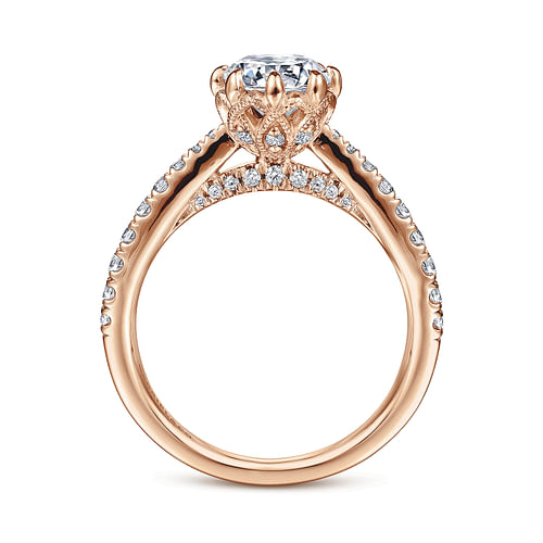 14K Rose Gold Round Diamond Engagement Ring