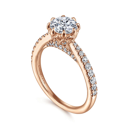 14K Rose Gold Round Diamond Engagement Ring