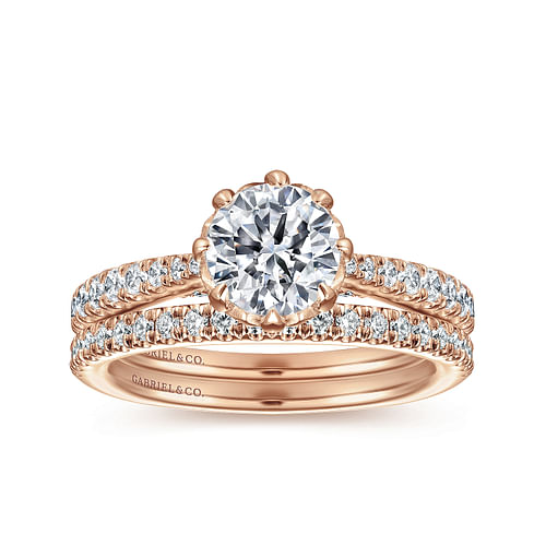 14K Rose Gold Round Diamond Engagement Ring