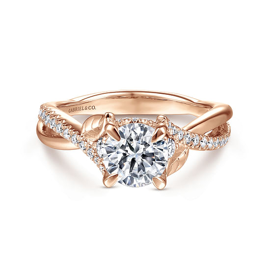 Gabriel - 14K Rose Gold Round Diamond Engagement Ring