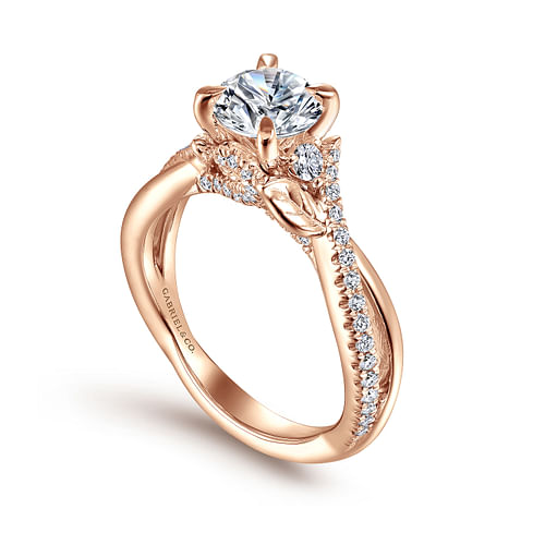 14K Rose Gold Round Diamond Engagement Ring