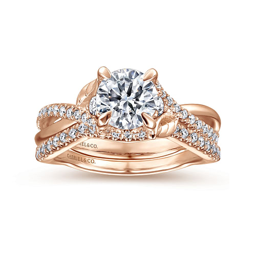 14K Rose Gold Round Diamond Engagement Ring