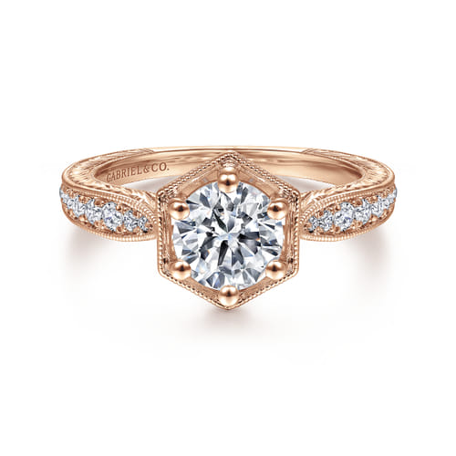 14K Rose Gold Round Diamond Engagement Ring