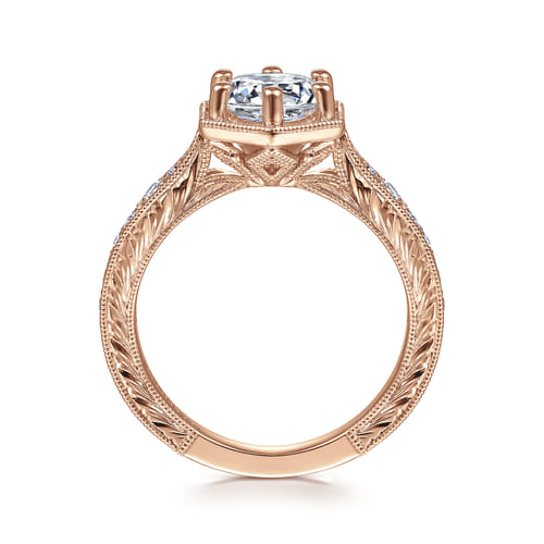 14K Rose Gold Round Diamond Engagement Ring