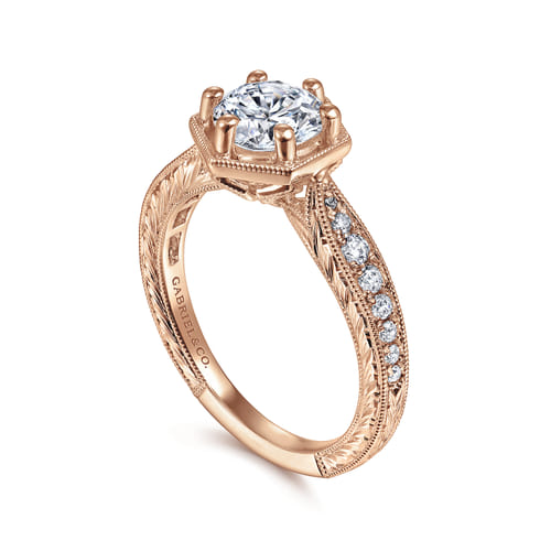 14K Rose Gold Round Diamond Engagement Ring
