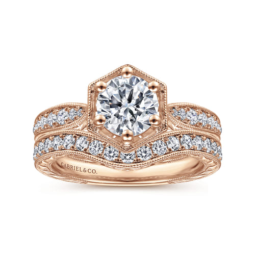 14K Rose Gold Round Diamond Engagement Ring